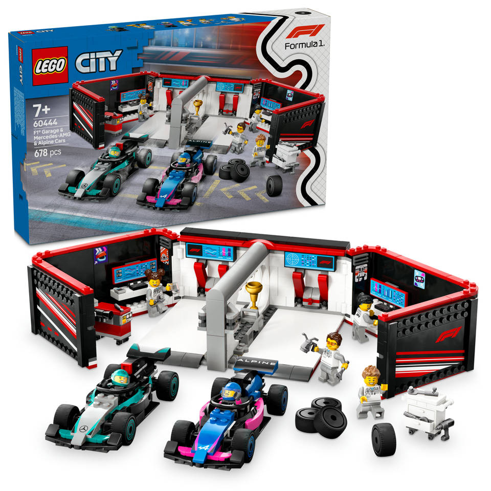 LEGO CITY F1 garage met Mercedes-AMG en Alpine auto's 60444 - RaceRevolution