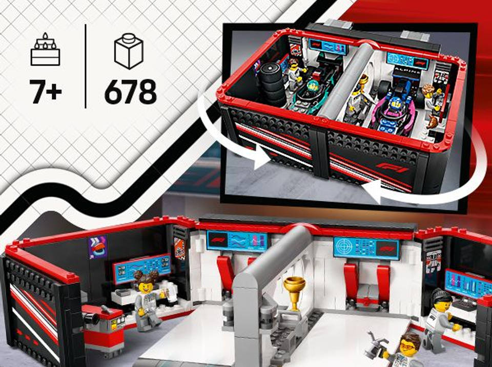 LEGO CITY F1 garage met Mercedes-AMG en Alpine auto's 60444 - RaceRevolution